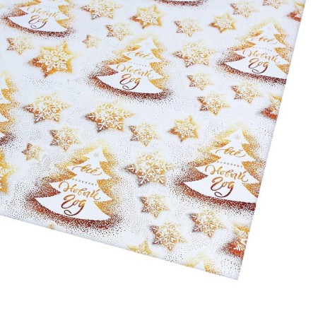 Glossy packaging paper “Everything will perform the New Year”, 70 x 100 cm, New Year-4