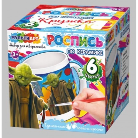 Mug for painting "Star Adventures", 6 acrylic paints, brush