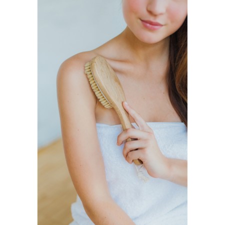Massage brush for the body, with a pen, natural bristles-1
