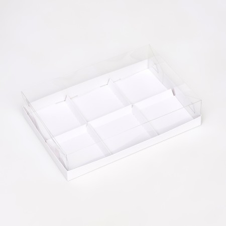 Box for mousse cakes 6 pieces, 26x17x6 white-1