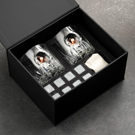The set "impenetrable. Best", black, 2 glasses 200 ml, 8 stones for whiskey, bag-1