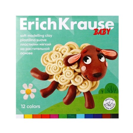 Plasticine is soft 12 colors, 240 g, Erichkrause "Baby", with a stack, on a vegetable basis, with aloe vera, euro suspension-1