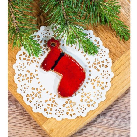 Books Form "Christmas sock", cutting, stamp, 9 × 8 cm, blue color-3