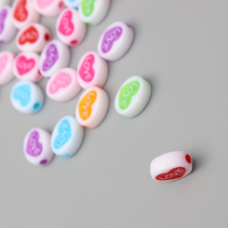 Beads for creativity plastic "Heart in oval" Mix set 20 g 1.3x1x0.5 cm-2