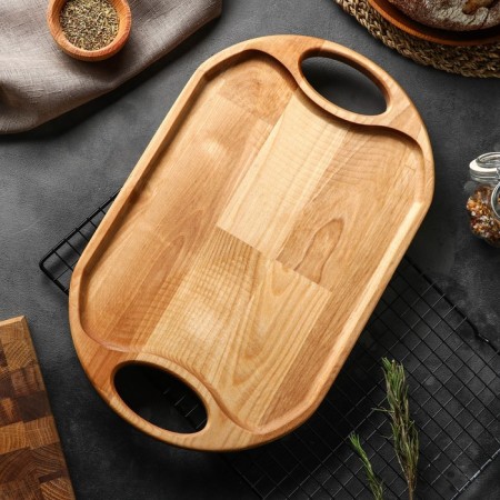 A tray for feeding with pens, 40 × 25 × 1.8 cm, array of birch, soaked in oil