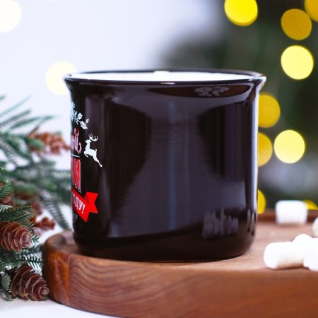 New Year! New Year's ceramic mug "Huge Good luck", 450 ml, black color-2