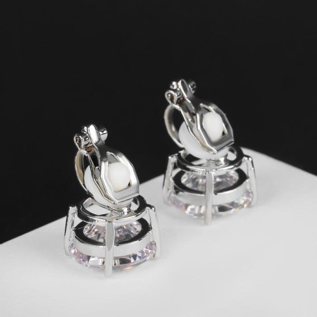 Clips "Party" Large crystals, white color in silver-1