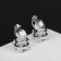 Clips "Party" Large crystals, white color in silver