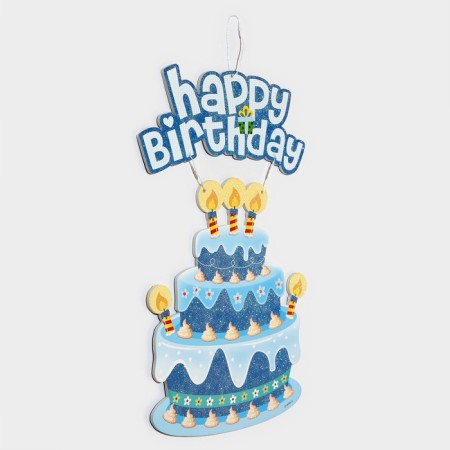 Decorative decoration (suspension) "Happy Birthday" 42x26 cm, col. blue-2