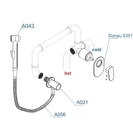 Fixer for the bidet Wasserkraft A15356, with a hygienic shower, a hose 100 cm, brass, chrome-2