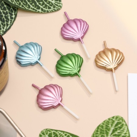 Set of candles for the cake, 5 pcs "sea shells", multi -colored