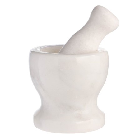 A mortar with a pestle made of stone is medium, 250 ml, white, in a box-7