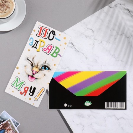 The envelope for the money "late-humu!" glitter, cat, 20.7x23 cm-1