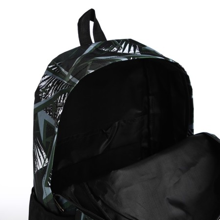 School backpack from textiles on lightning, 3 pockets, green-5
