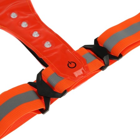 Signal vest, reflective with adjustable size, orange, LED signal, 4 modes-4
