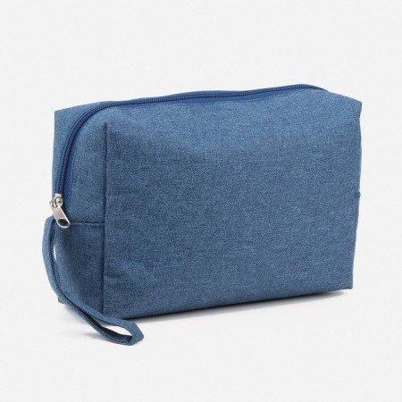 Cosmetic bag with a zipper, with a lining, blue color