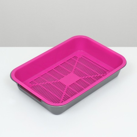 Medium toilet with a mesh of 36 x 26 x 6.5 cm, Magenta/Gray-2