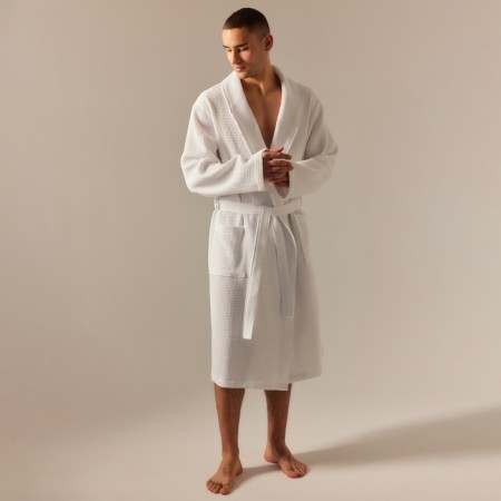 Wafel dressing gown Male SL Home: Basic "Blanc de Blanc", size XL, 100% cotton, 300 g/m2