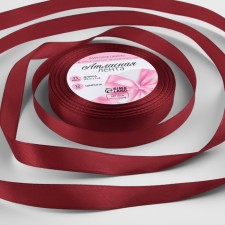 Satin tape, 12 mm × 23 ± 1 m, burgundy color # 48