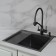 Kitchen sink "RMS" MRK-5851BL-R, mortise, right, thickness 3.0 and 1 mm, dispenser, graphite