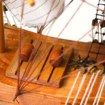 Survenger ship large "Krambole", side light wood, white sails, mix 57 × 9 × 49cm-11