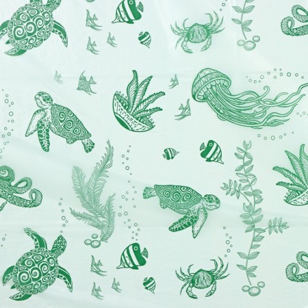 The bathroom curtain "Underwater World", 180 × 180 cm, green color-1
