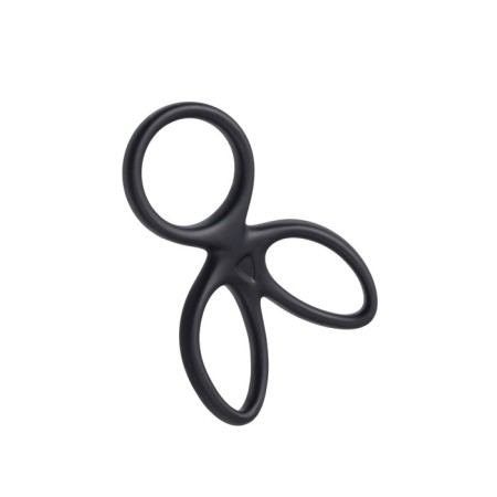 Triple Ring on the A-Toys Kraken penis, silicone, black color, 10 cm-2