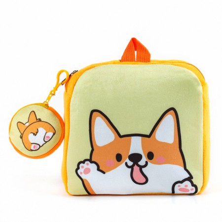 Baby plush backpack with Korgi wallet, 24*24 cm, orange color-1