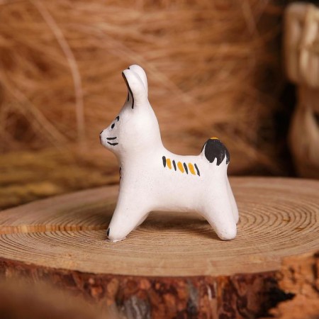 Souvenir "Bunny", white, gray, 3.5 × 4 × 5.5 cm, Kargopol toy, mix-7