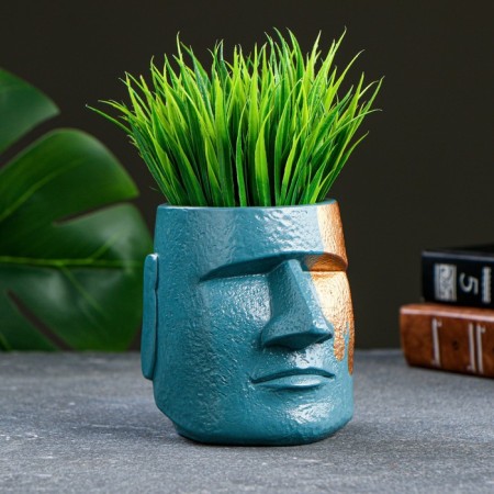 Kashpo - organizer "Higherulus of the MOAI" turquoise bronze, 10cm-1