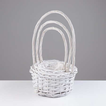 Set of baskets "Black", White, 3 pcs, 28 × 14/45 cm, 24 × 13/41 cm, 19 × 11/37 cm, willow-1