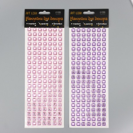 Plastic sticker "Rhinestones color, square" MIX D-1,2 cm 11x32 cm-5