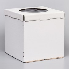 Box for a cake with a window, white, 30 x 30 x 30 cm