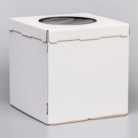 Box for a cake with a window, white, 30 x 30 x 30 cm
