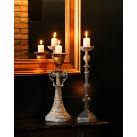 Summary Metal for 1 candle "Luciano" gray with gold 16x16x42 cm-6