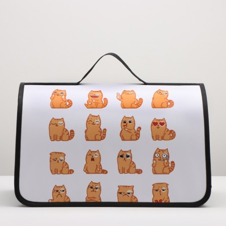 Bag - Frame -45 x 25 x 30 cm, white with cats.-3