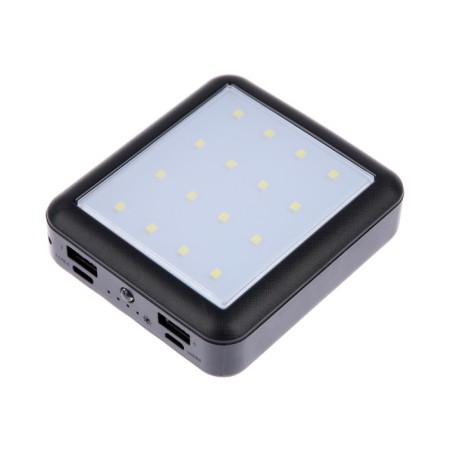 External battery 484, 10000 mAh, Type-C/Lightning/MicroUSB cables, lantern, black-2