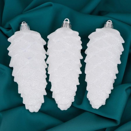Decoration Christmas tree "bump" (set 3 pcs) 12x4.5 cm, white