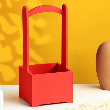 Kashpo - wooden box 13.5x13.5x30 cm, red
