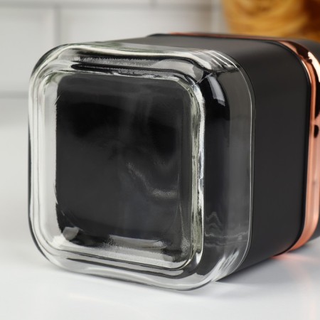 A set of glass cans for bulk products "Classic", 500 ml, 9.5 × 11.8 cm, 3 pcs, black color-4