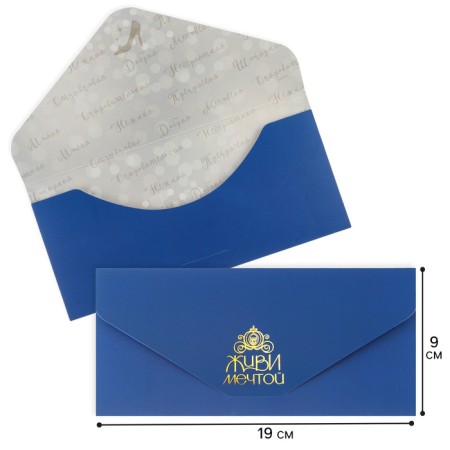 Envelope for money, soft. Tach, 19x9 cm "Live Dream", Princess