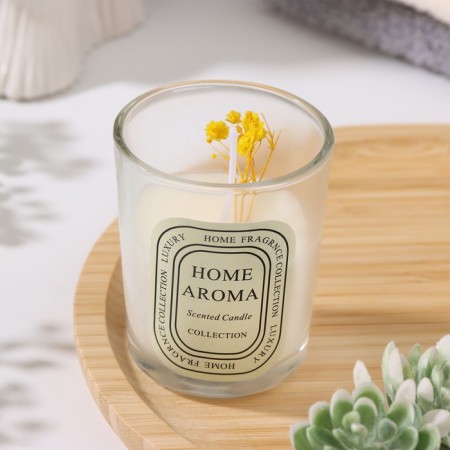 Aromatic candle in a glass "Sweet Love", white tea, flowers mix, 5.5x6.5 cm-5