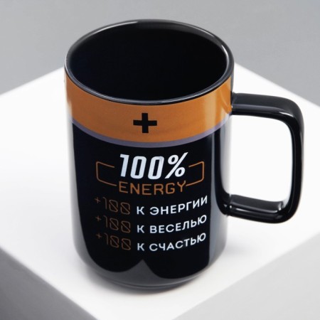 Ceramic “charge” mug, 250 ml, black color-6