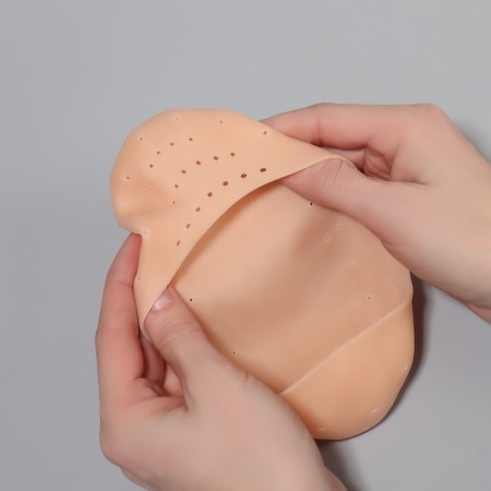 Socks for pedicure, silicone, with perforation, 18 × 8 cm, beige color-7