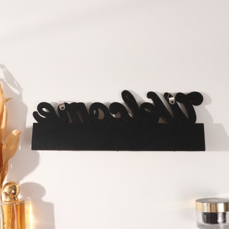 Decorative tree hooks "Welcome" black with gold 3x29.5x10.5 cm-3