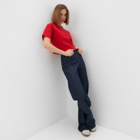 T-shirt shortened female Minaku Oversize Fit: Fuchsia Color, Rr. 44-2