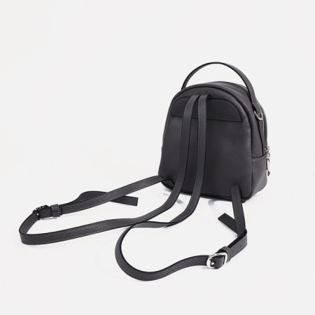 Women's backpack-mini on lightning, external pocket, Medvedkovo, gray/pink color-2