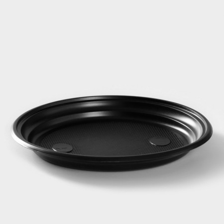 Plastic plastic disposable, d = 20.5 cm, black, 100 pcs/un-1