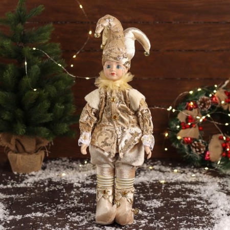 New Year's Jester "in a brilliant costume" moves, 48x16 cm, gold