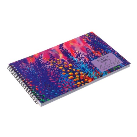 A5+sketchbook, 30 sheets, on the crest "lupine", solid cover, glossy lamination, foil embossing, block 180 g/m2-1